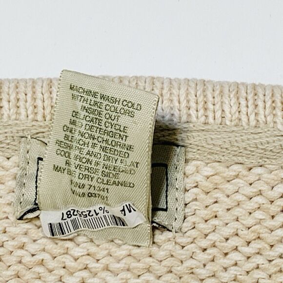 Vintage L.L. Bean Cardigan Sweater Plus Size 1X Oatmeal Heavyweight Cabin Cotton - Picture 9 of 9